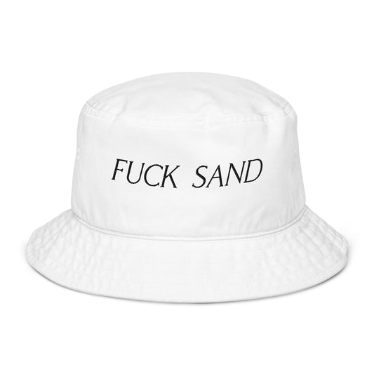 Embroidered Fuck Sand Bucket Hat - Black on White
