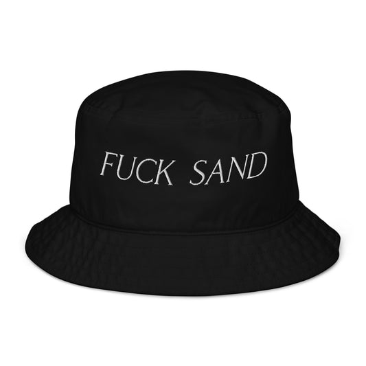Embroidered Fuck Sand Bucket Hat | White on Black